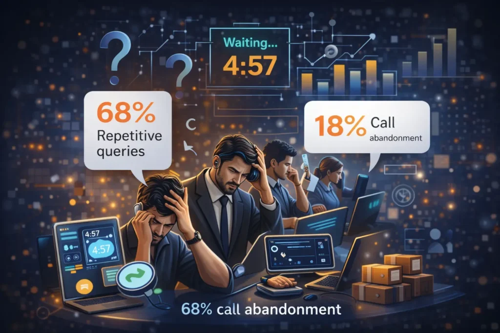 Over 68% of inbound calls were repetitive, low-complexity queries.
